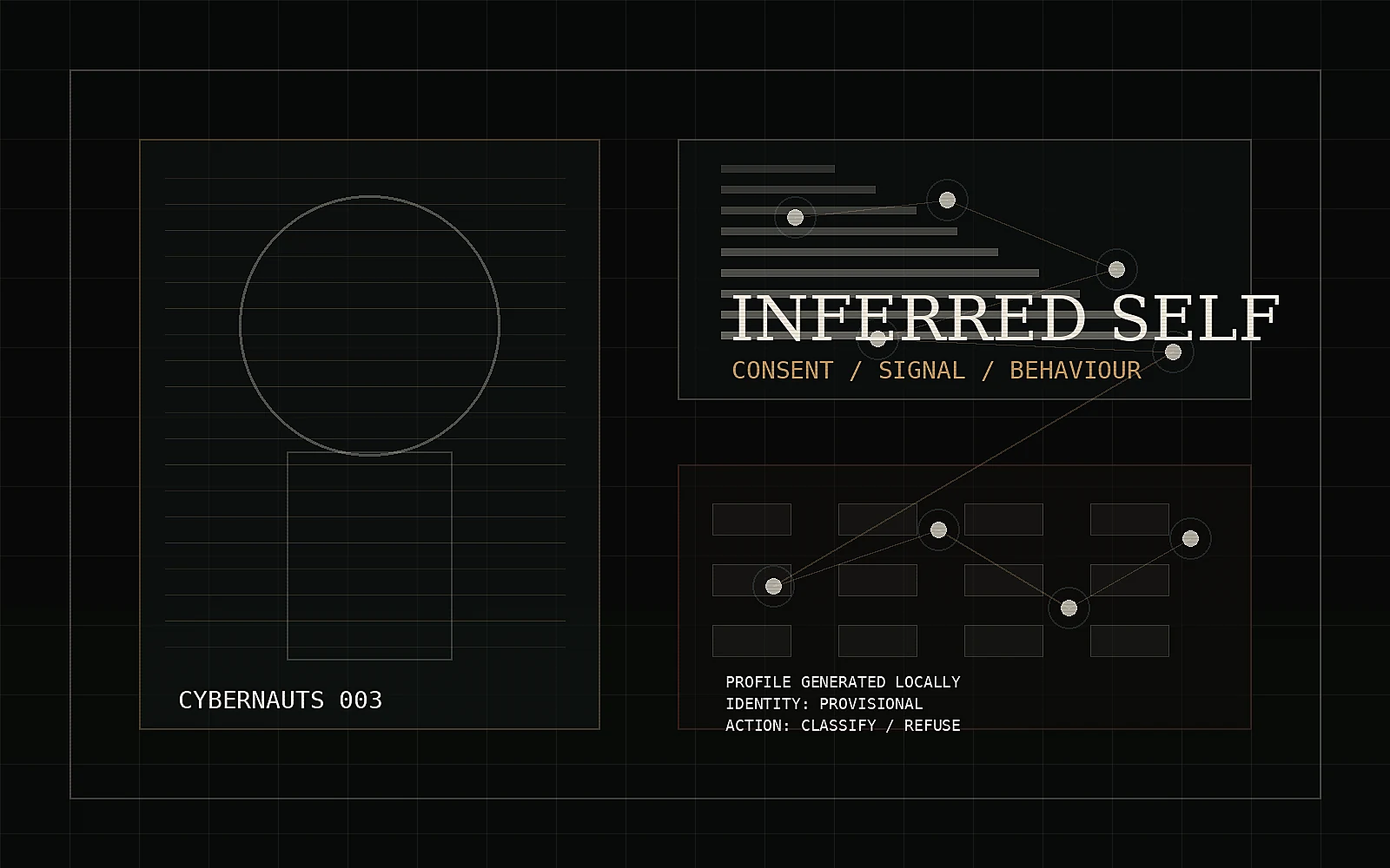 Graphic interface panel for the Cybernauts net-art series