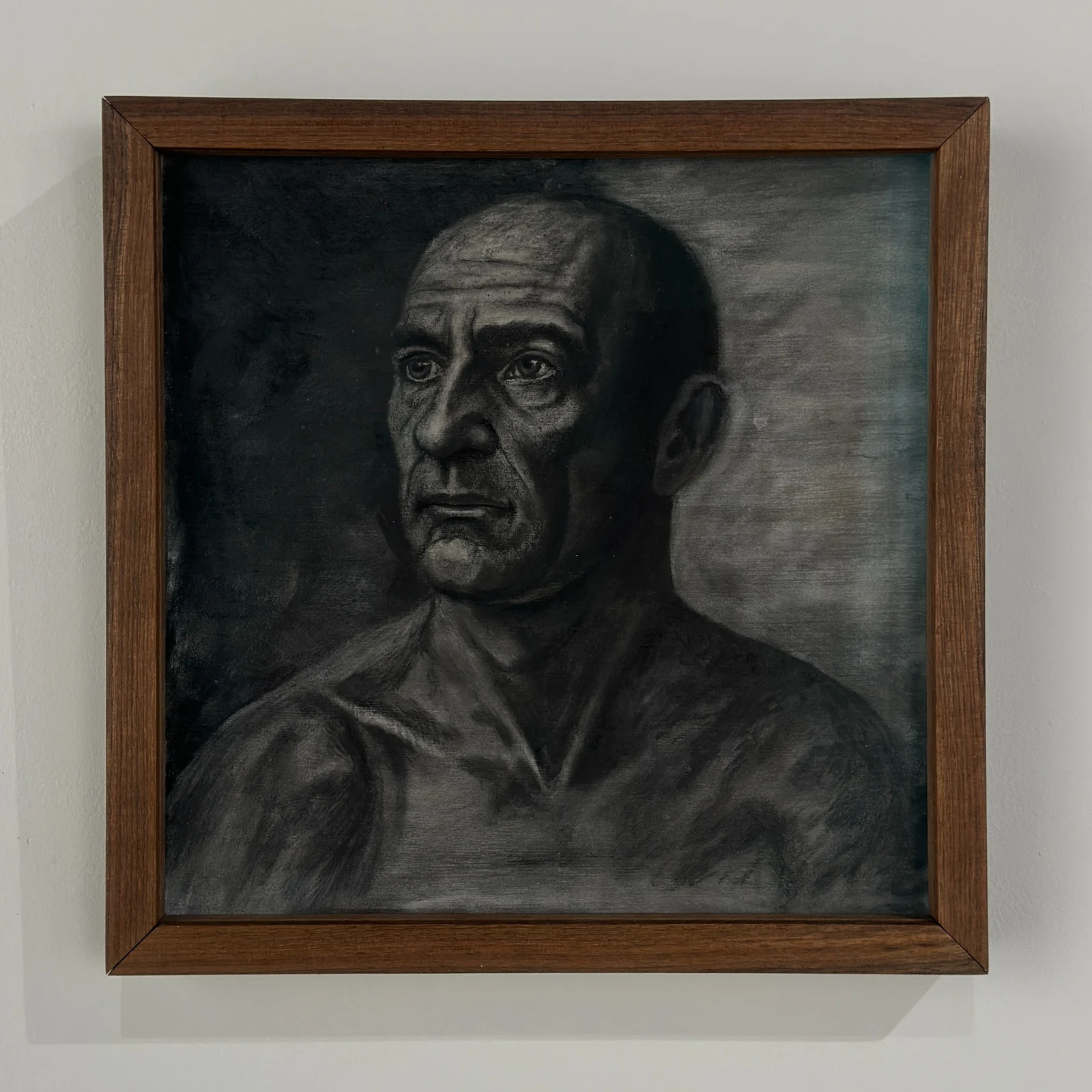 Framed reductive charcoal portrait from Lucid: A Portrait in Phases