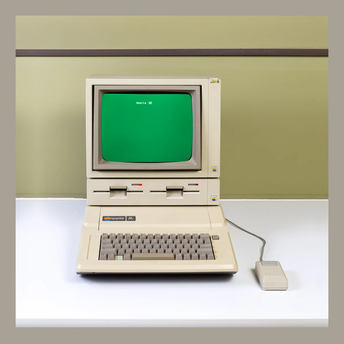 Early Apple computer photographed frontally