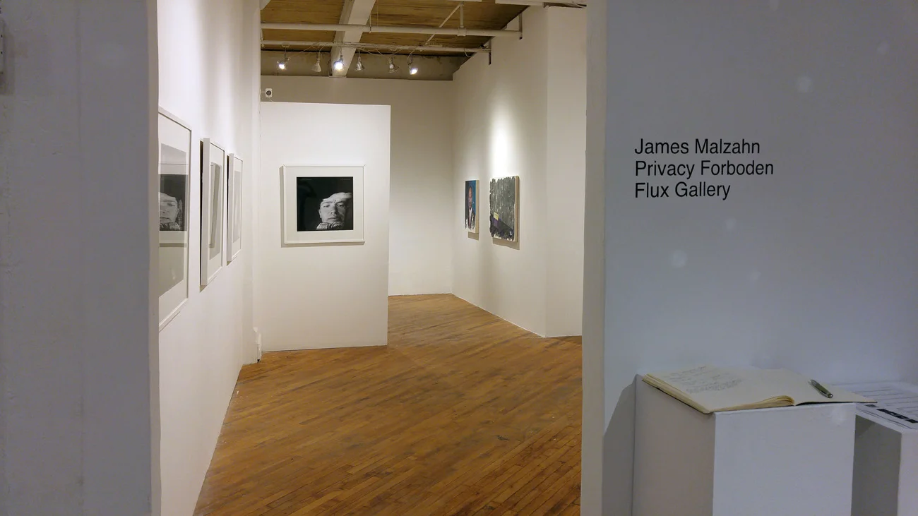 Entrance to the Privacy Forboden solo exhibition at Flux Gallery