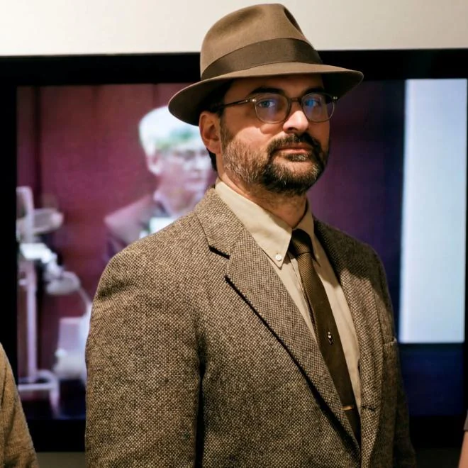 AI-transformed image of James Malzahn in 1950s clothing